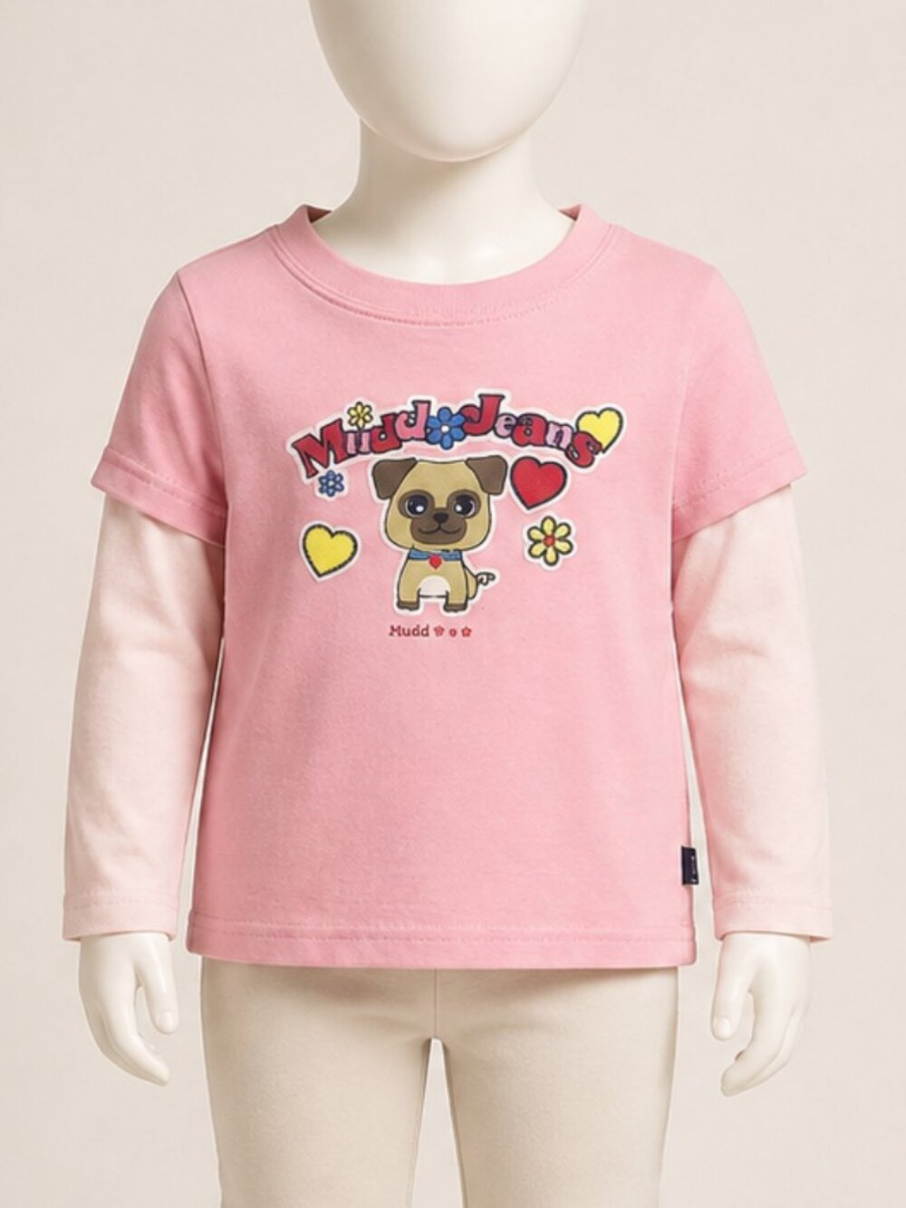 Y2K Mudd girls relgan sleeve puppy dog graphic tee sz 4t pink  